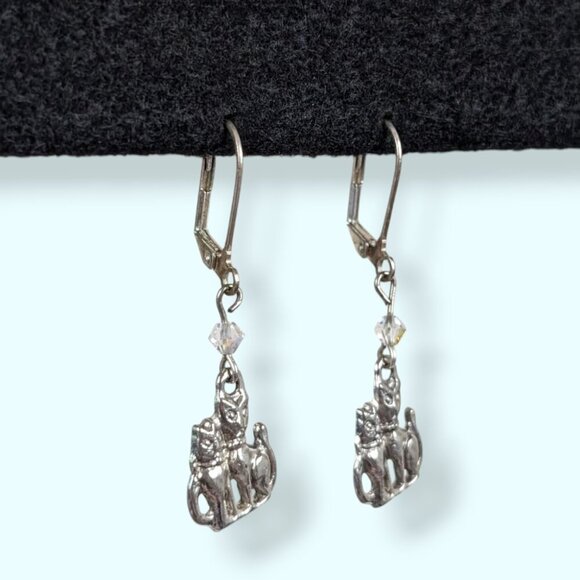 (2/$20) Vintage Dangling Cat Pair Earrings - Picture 2 of 5